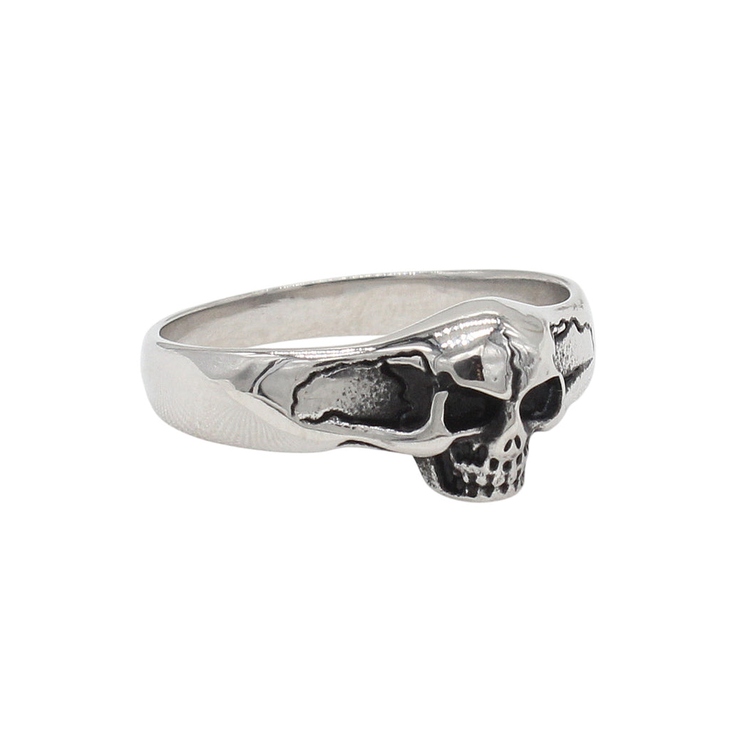 Europäischer und amerikanischer personalisierter Vintage-Totenkopf-Ring aus Titanstahl