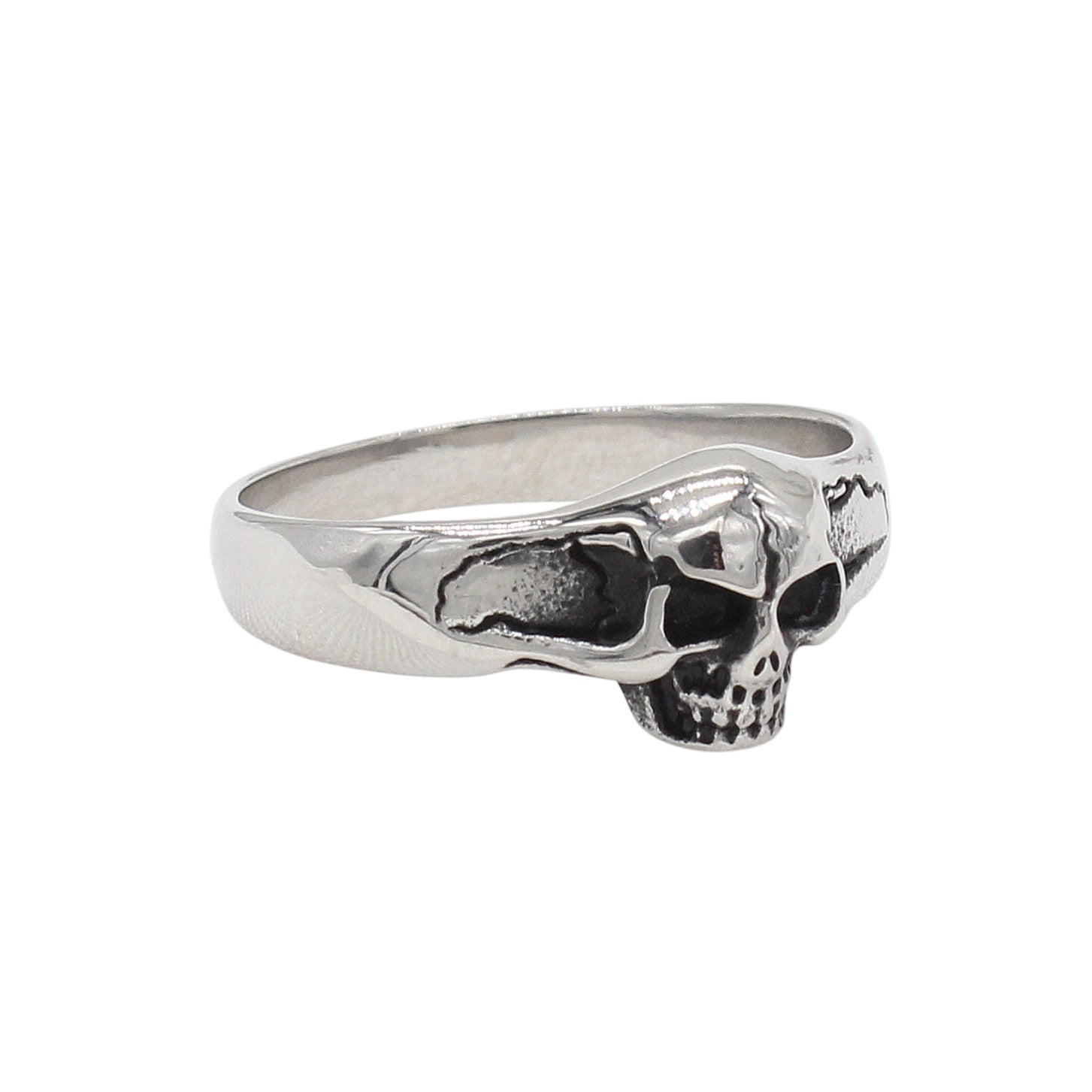 Europäischer und amerikanischer personalisierter Vintage-Totenkopf-Ring aus Titanstahl