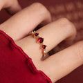 Retro Court Style Red Gemstone Ring, Elegant Light Luxury Niche High-End Jewelry