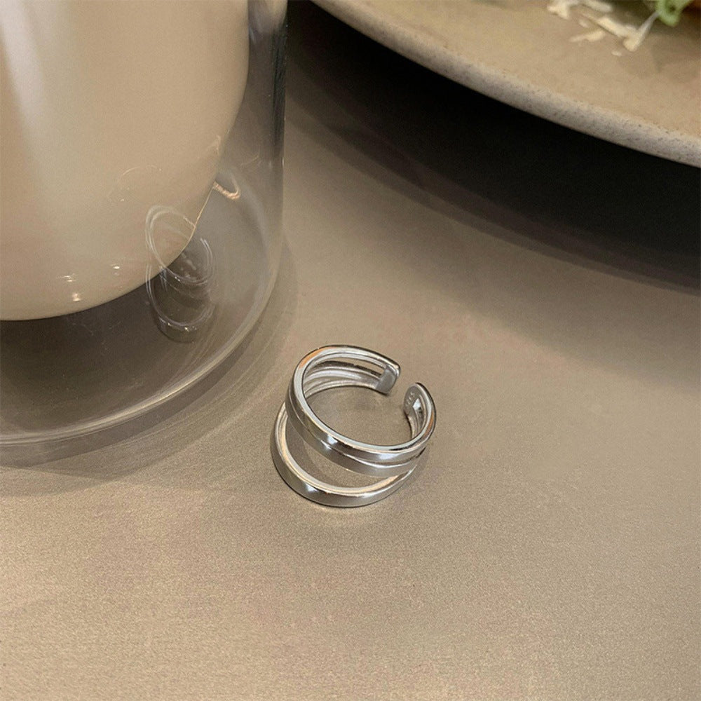 Vintage S925 Silber Damenringe, Schlichtes Luxuriöses Einzigartiges Design Fingerbänder