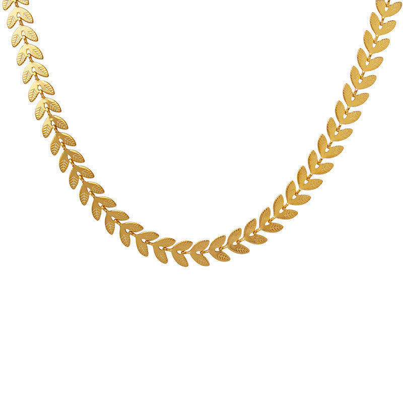 18K Gold-Plated Leaf Titanium Steel Necklace