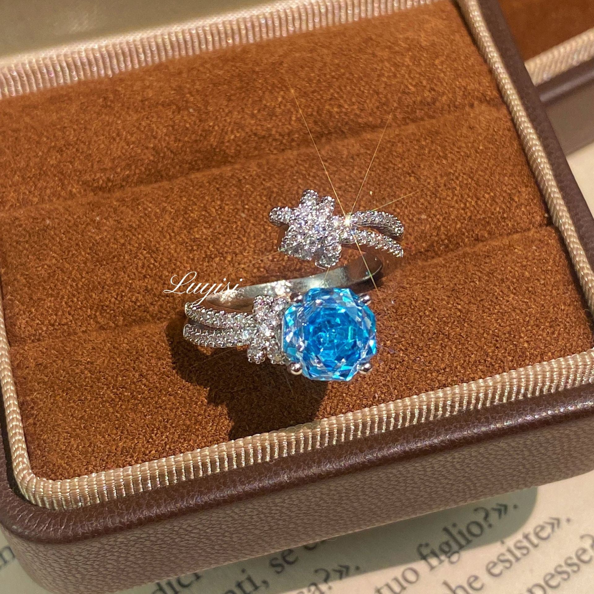 Dopamin-violetter Zirkonring, trendiger leichter Luxus-Stapelring für Damen