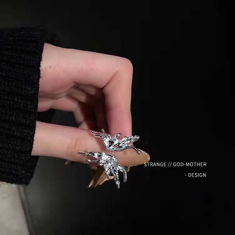 Dunkler Retro Schwarz Edelstein Spinne Nagelring, Nische Design Fortschrittlicher Cooler Stil Offener Verstellbarer Ring