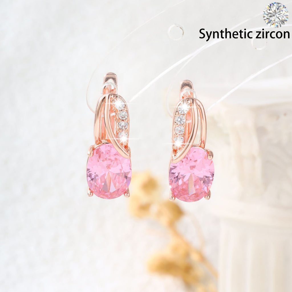 Ovale High-End-Ohrringe mit farbigem Zirkon