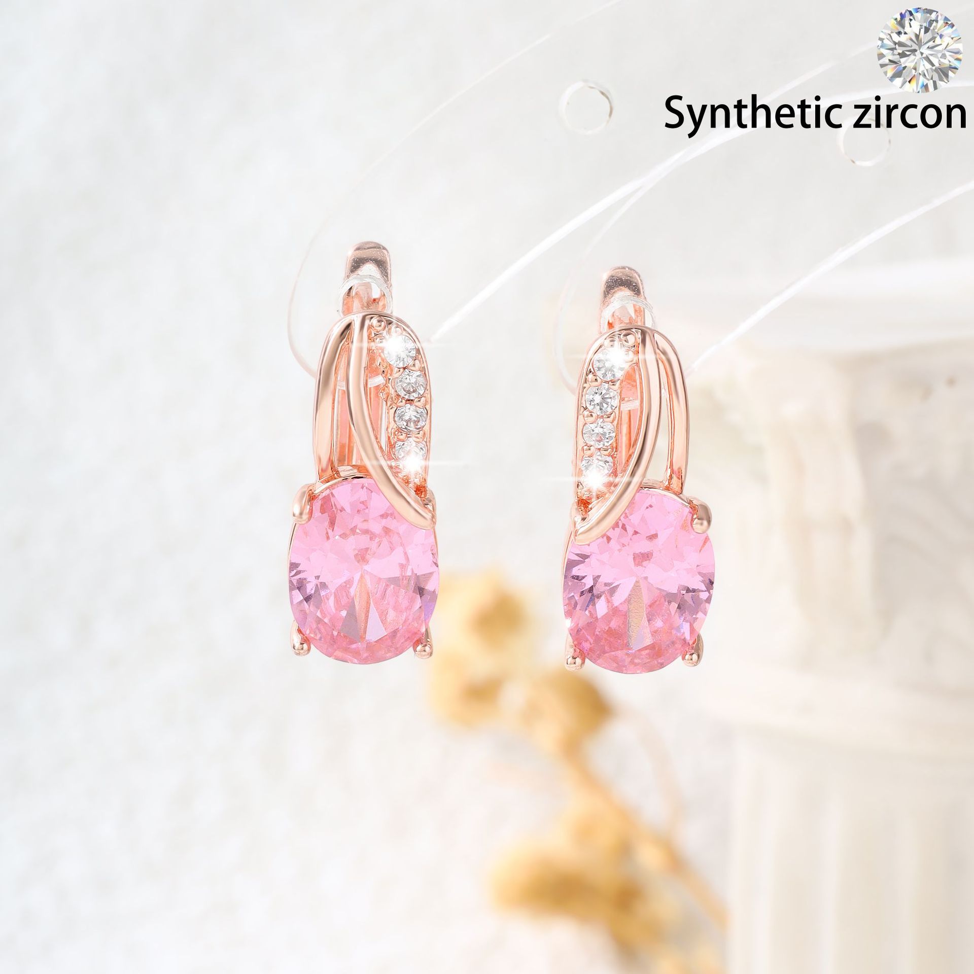 Ovale High-End-Ohrringe mit farbigem Zirkon