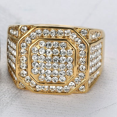 Full-Crystal Luxury Hip-Hop Men's Ring