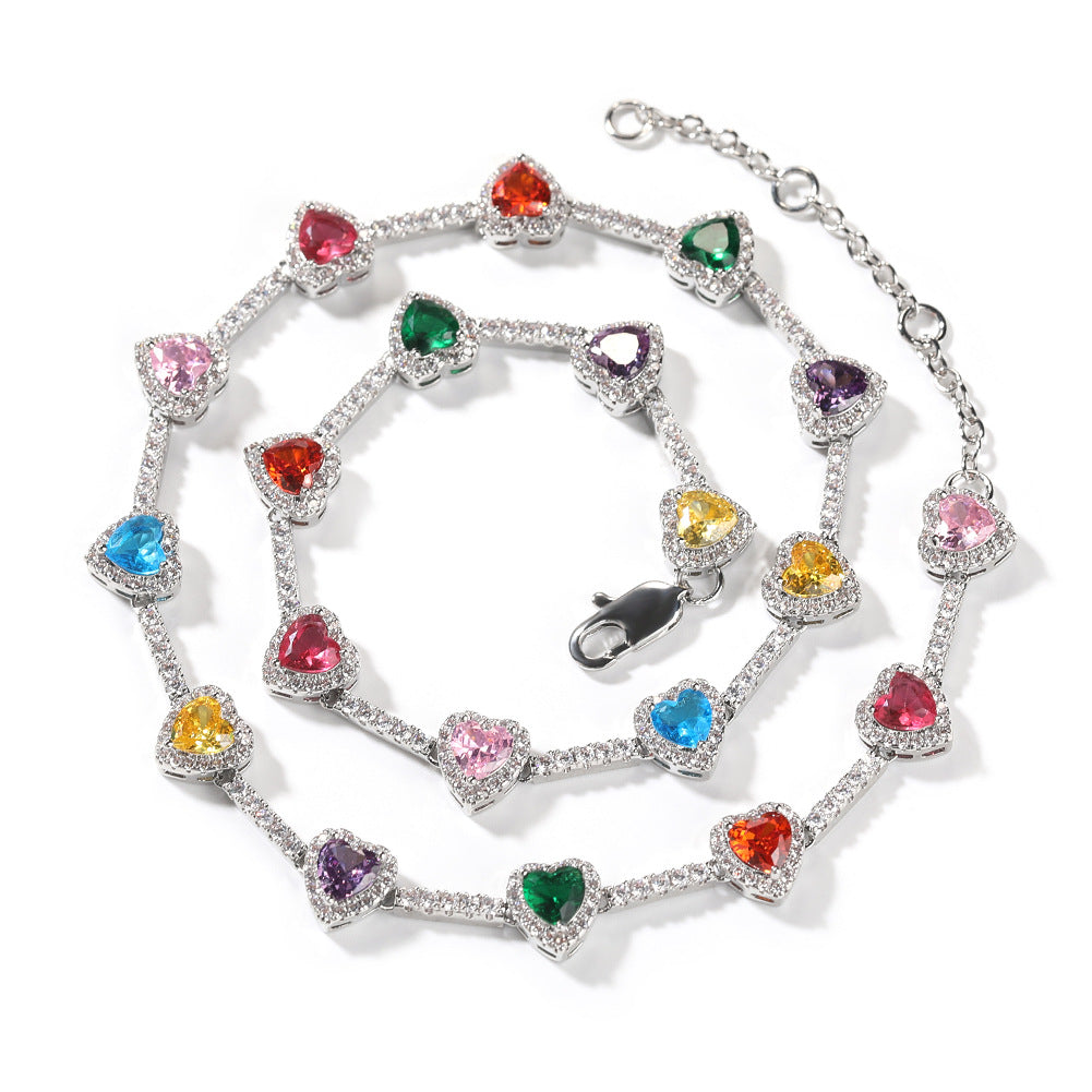 Bunte Herz Verstellbare Armband Halskette