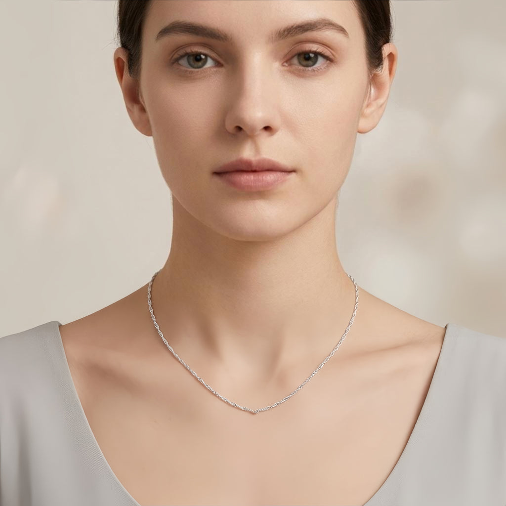 925 Sterling Silver Italian Craftsmanship Sterling  Rope Chain Necklace - Classic Elegance Meets Timeless Design