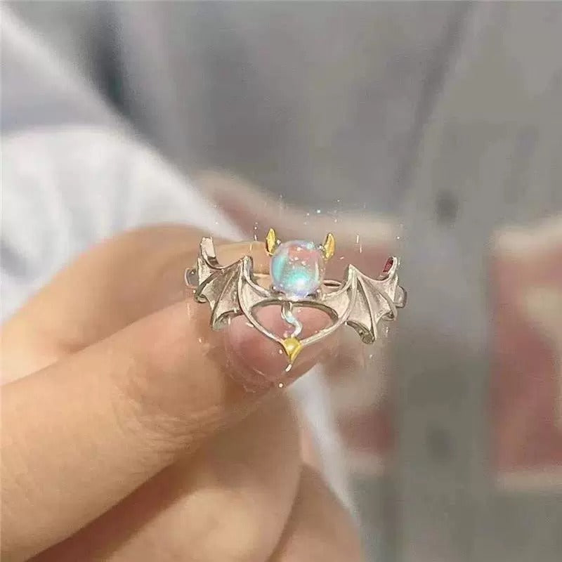Engel Teufel Paar beste Freunde Ringe, Cooler Punk-Stil, Verstellbare Größe, Geburtstagsgeschenk