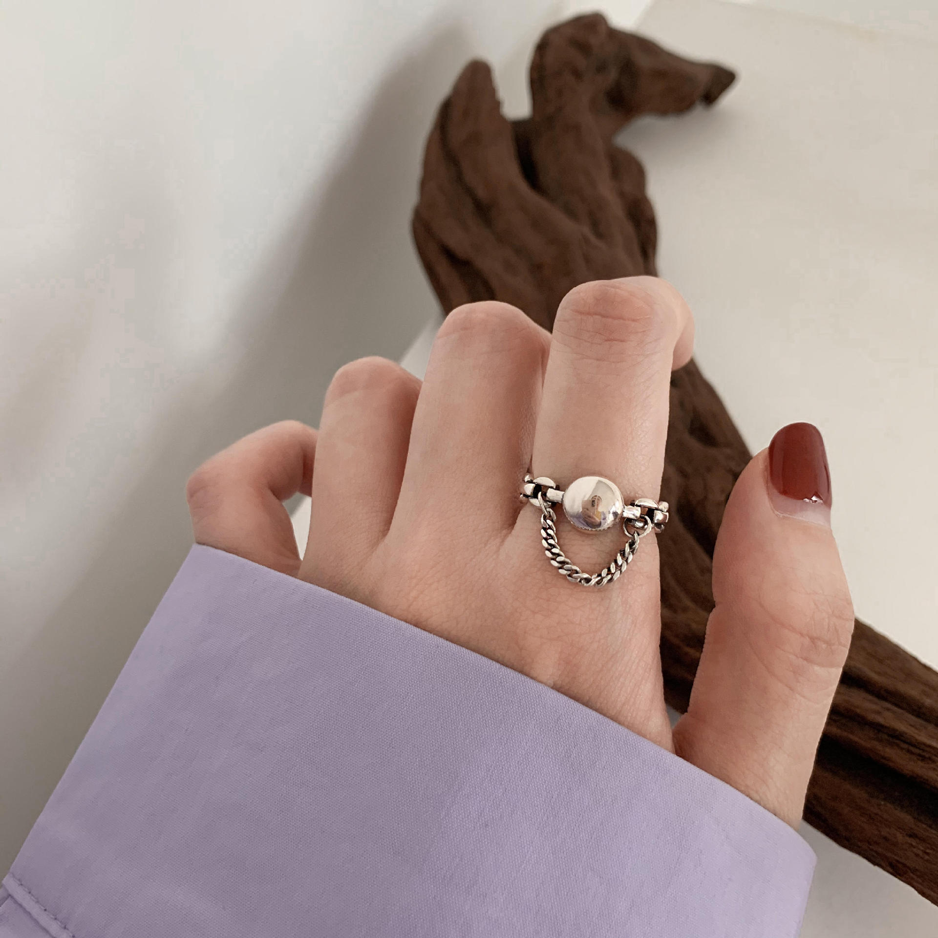Koreanische minimalistische Vintage-Ringe aus 925er Silber für Damen