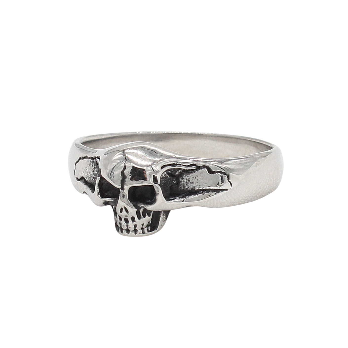 Europäischer und amerikanischer personalisierter Vintage-Totenkopf-Ring aus Titanstahl