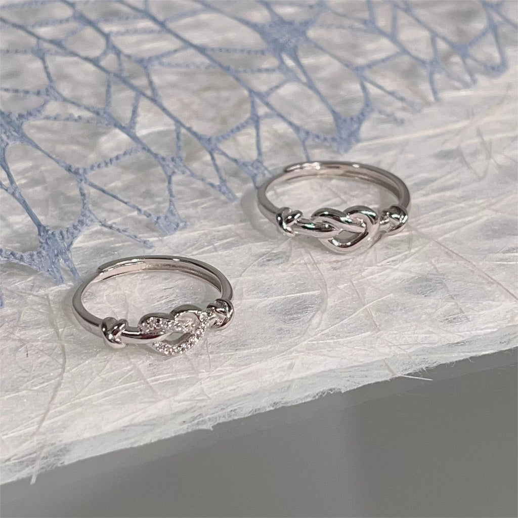 Love Heart Couple Rings For Men & Women, Simple Twin Knot Fashion Light Luxury Gift