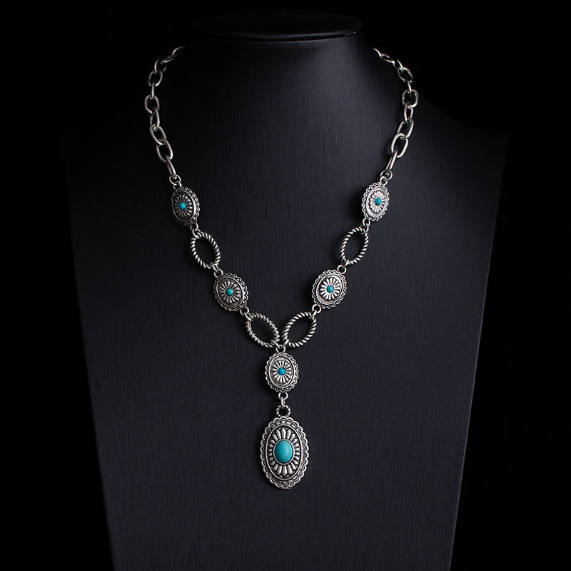 Fashionable Retro Ethnic Style Turquoise Necklace