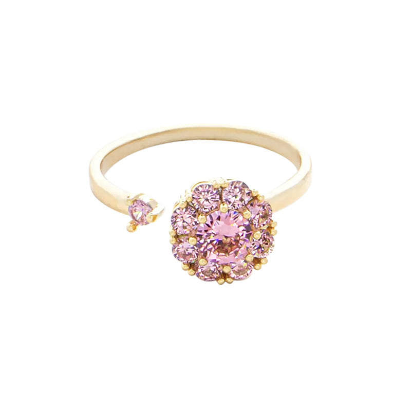 Damen Modischer Drehbarer Schlichter Eleganter All-Match Ring mit Blumendesign