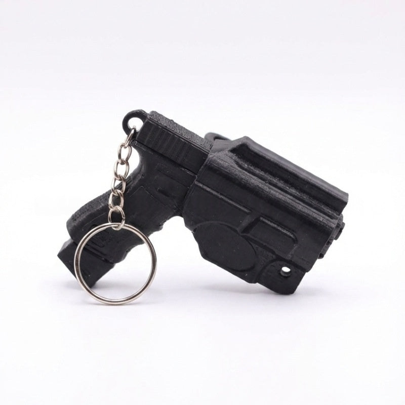Pistol Keychain Modern Minimalist Style 3D Printed