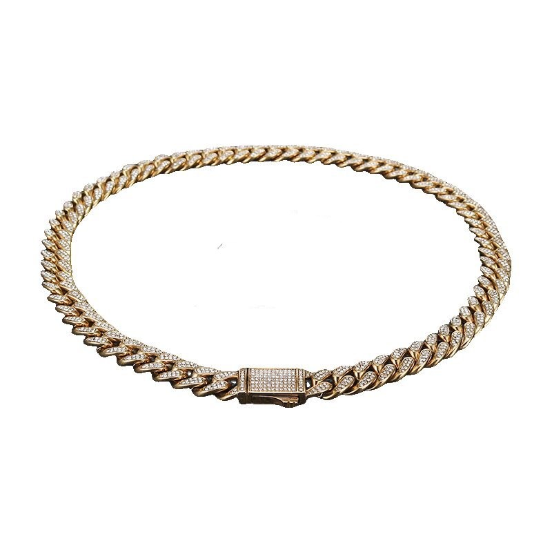 Edelstahl-Titanstahl-Kubanketten-Halskette-Armband