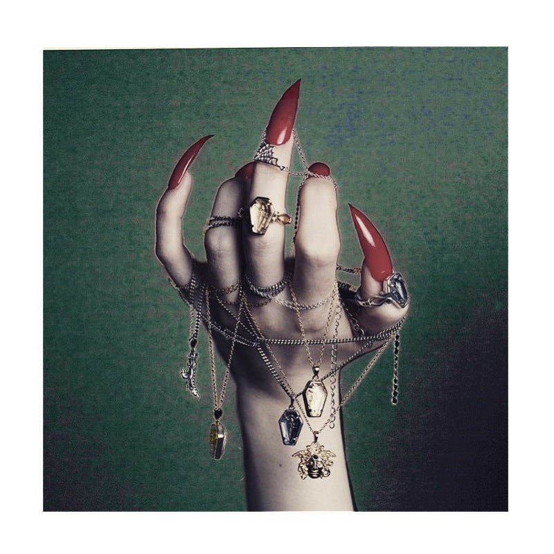 Halloween Ghost Festival Dark Gothic Rose Coffin Necklace