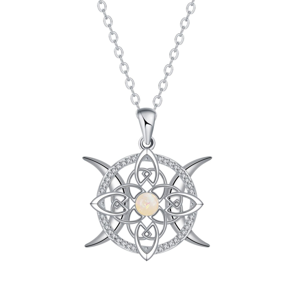 Opalbesetzte Diamant-Keltenknoten-Halskette