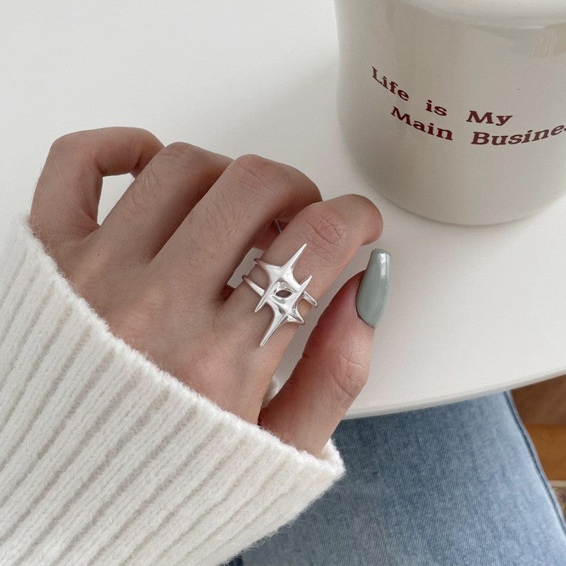 925 Sterling Silber Unregelmäßige Stapelringe für Frauen, Minimalistischer INS-Stil Schlichter Bandring, Anlaufbeständiger Vielseitiger Fingerschmuck für den Alltag