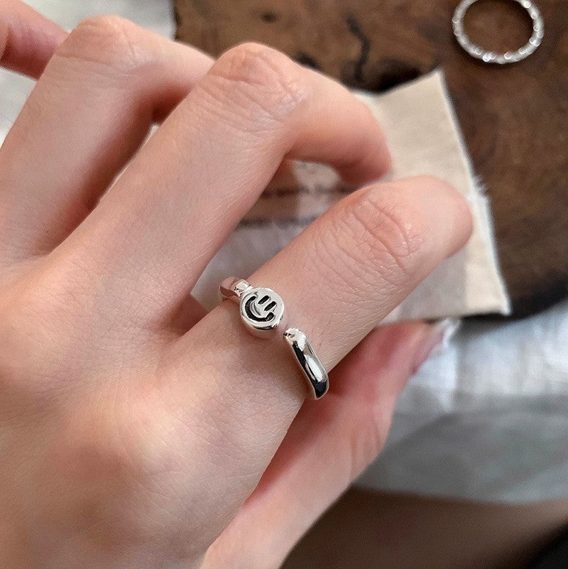 Koreanischer Stil 925 Sterlingsilber gedrehter Kettenring, verstellbarer offener Manschettenring, nicht anlaufender minimalistischer Fingerring