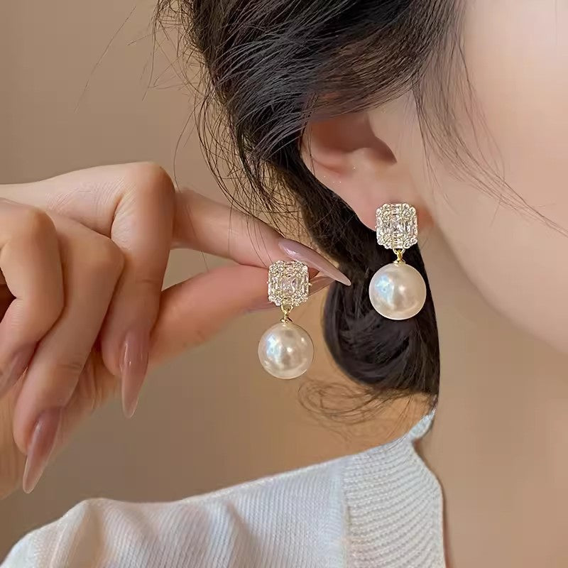 Ins Style Perlenohrringe baumelnd, luxuriös, Vintage, elegant, minimalistischer Ohrschmuck