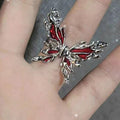 Gothic Cross Red Zircon Open Ring - Y2K Subculture Jewelry
