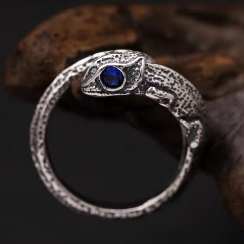 Retro Thai Silber Chamäleon Tierförmiger Ring