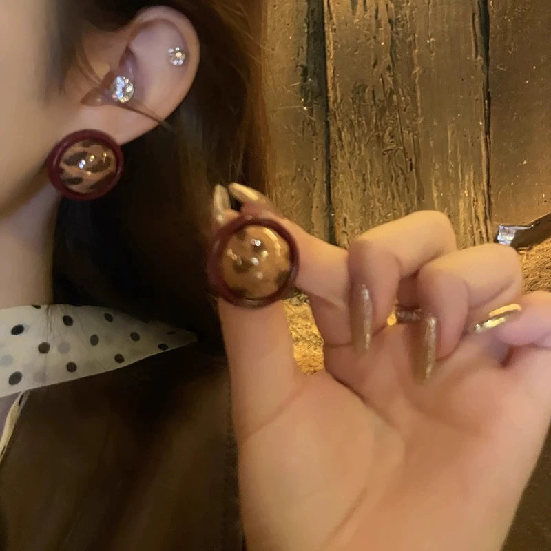 Vintage Bernstein Katzenaugen Ohrstecker für Frauen, zierliche goldfarbene Harz-Kugelohrringe, luxuriöser minimalistischer Brautschmuck als Geschenk