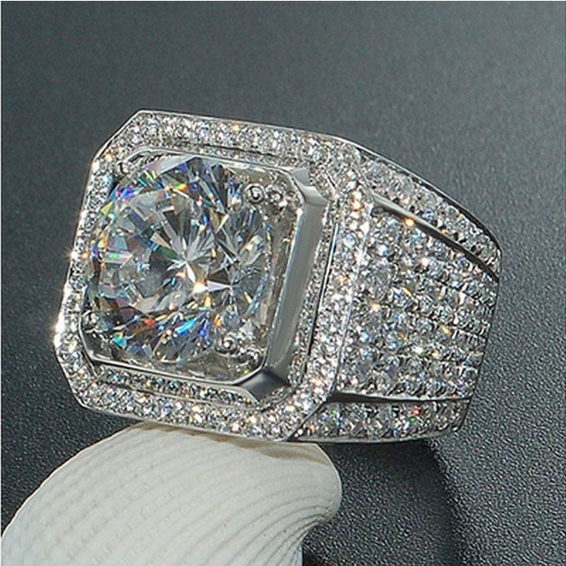 Fashion Ring, New Style Bold Men's Diamond Ring, Micro Pave Full Diamond Ring