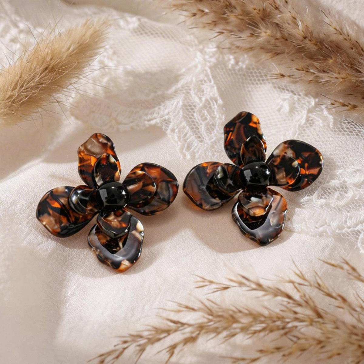 Retro Harz Blumen Ohrstecker