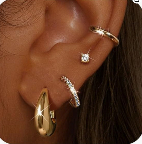 18K Massivgold-Kupferohrringe mit Zirkonia-Fassung