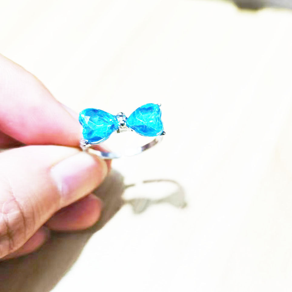 Bogenherz-Ring, Zirkon, offene Ringschiene für Damen, Bestseller, Live-Streaming-Stil, französischer filigraner mikrogefasster Fingerring