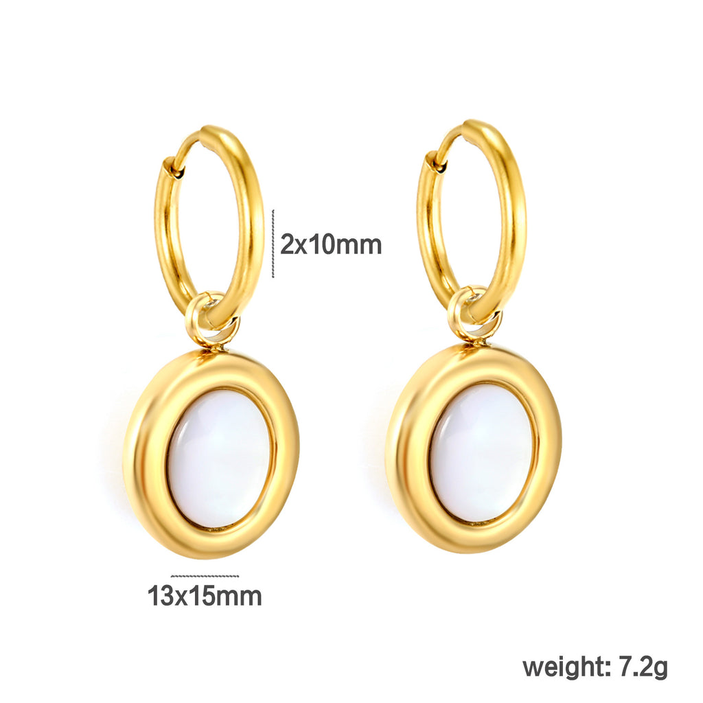 Gold-plated Stainless Steel White Shell Jewelry