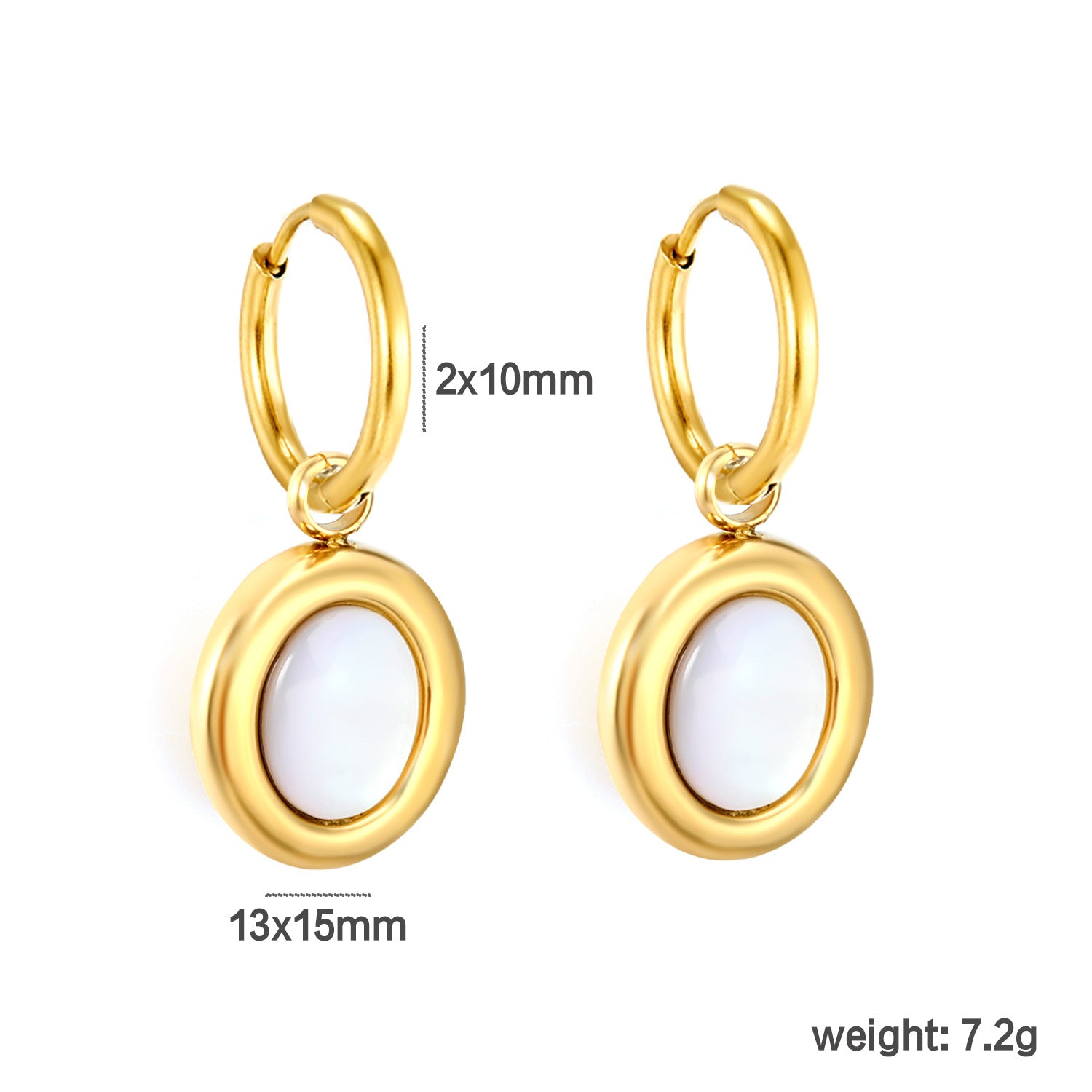 Gold-plated Stainless Steel White Shell Jewelry