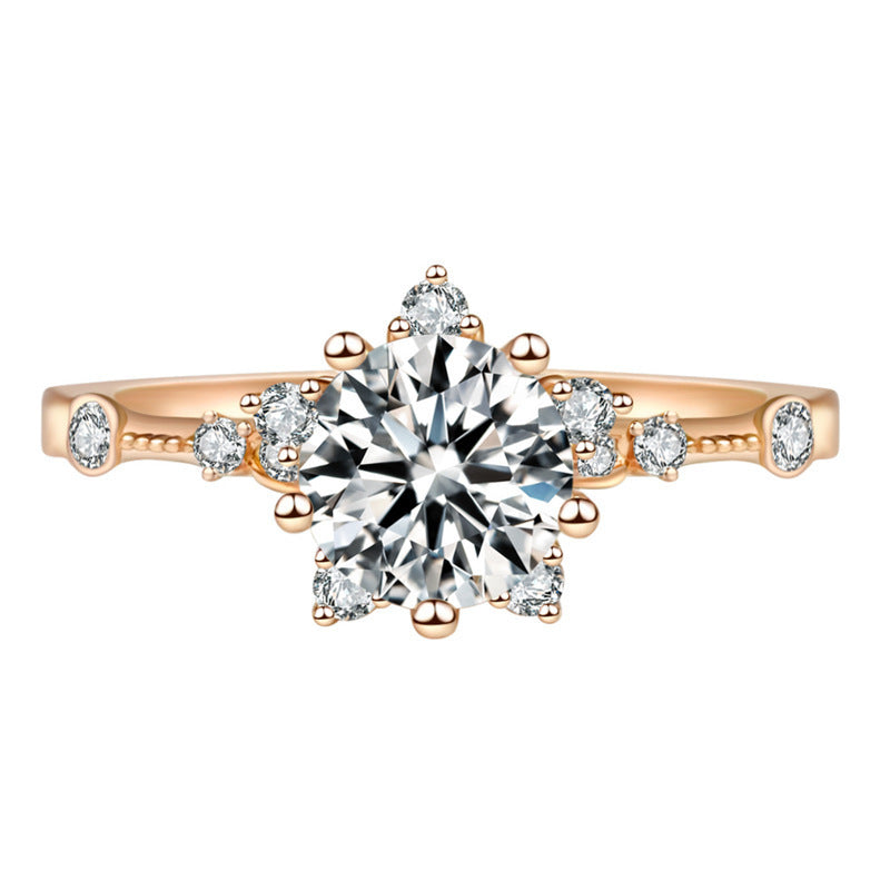 Sternförmiger sechszackiger Schneeflocken-High-End-Ring für Frauen