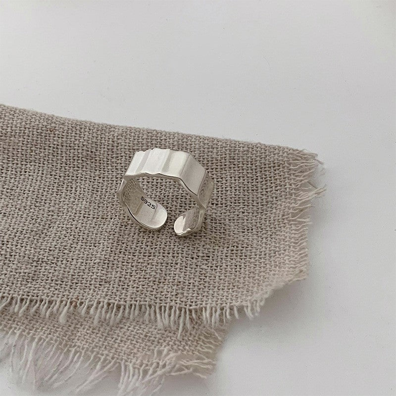Ring aus 925er Sterlingsilber mit verschlungener Kette, Vintage offener verstellbarer Armreif, Koreanischer Schmuck, der nicht anläuft