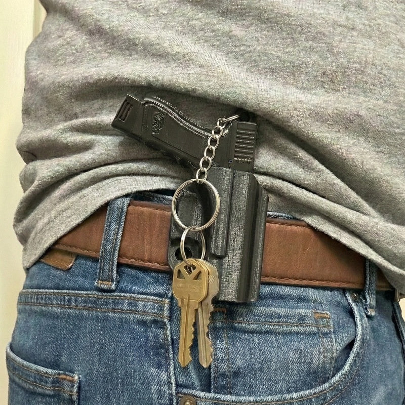 Pistol Keychain Modern Minimalist Style 3D Printed