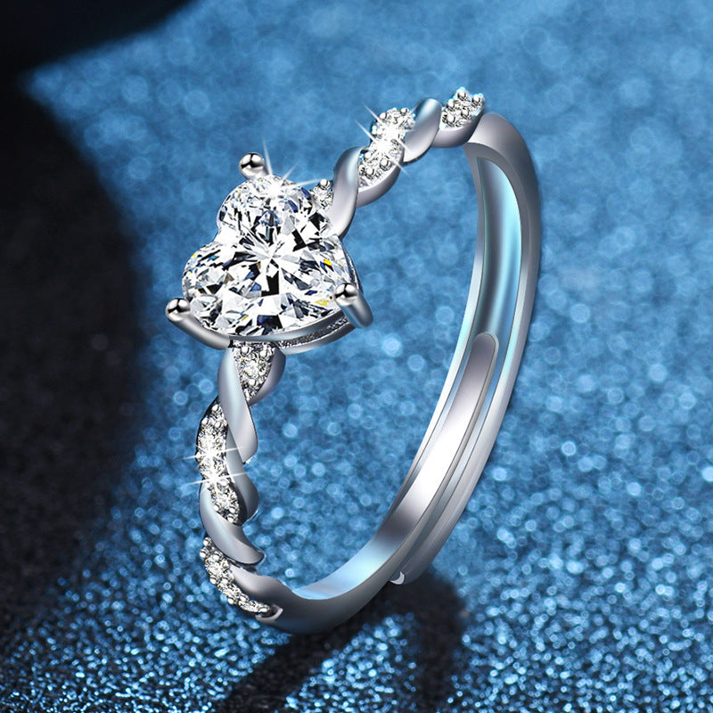 Simple Heart-Shaped Open Ring For Women