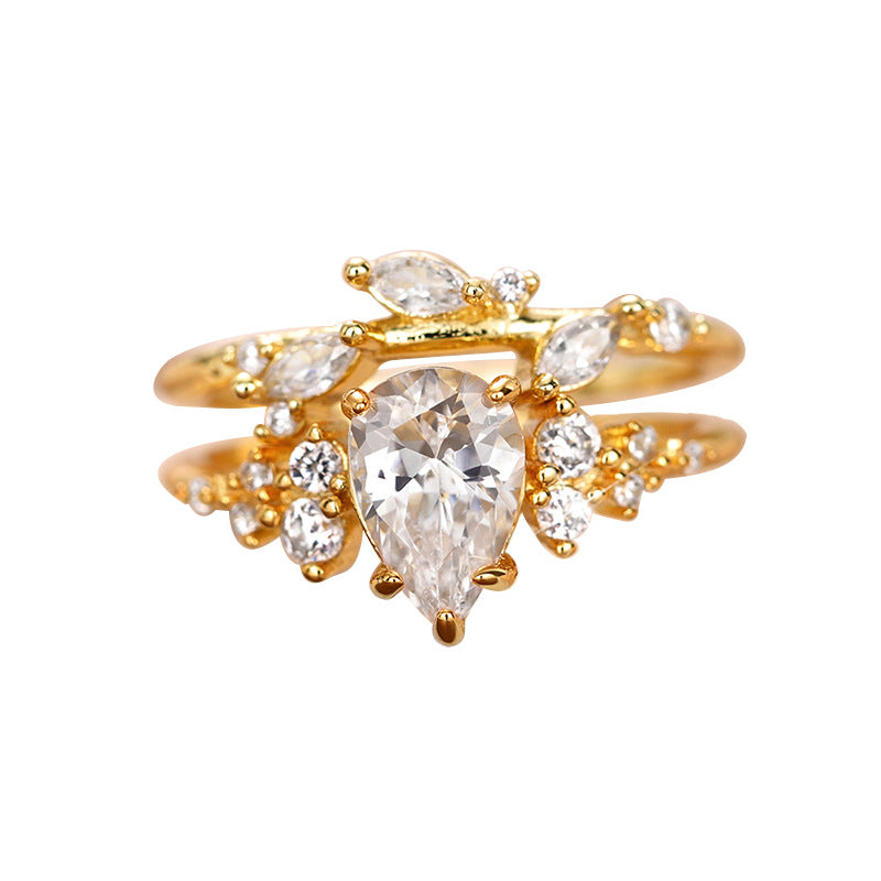 Branch-and-Leaf Fashion Zircon Personalized Ring
