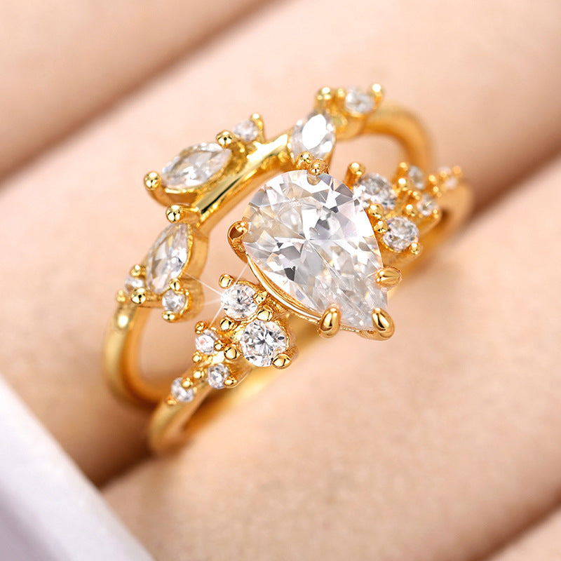 Branch-and-Leaf Fashion Zircon Personalized Ring