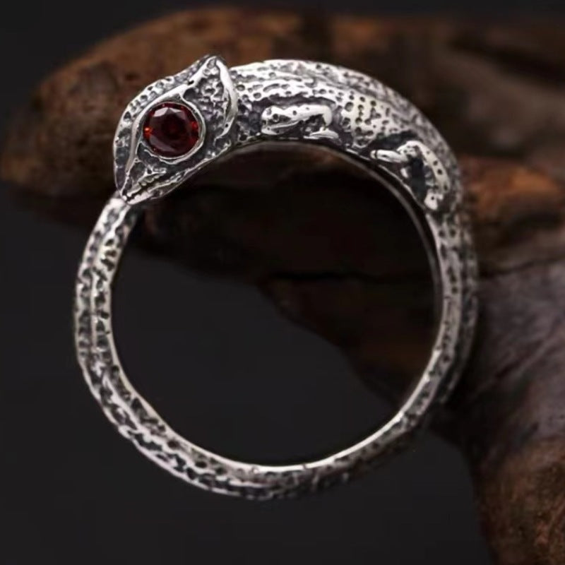 Retro Thai Silver Chameleon Animal-Shaped Ring