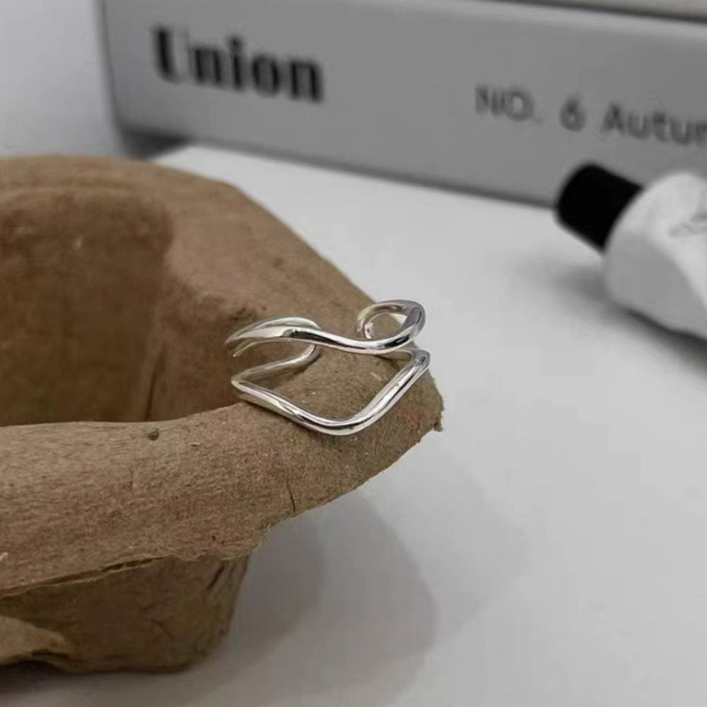 S925 Sterling Silber Damenring, schlichtes, einzigartiges Design, anlaufgeschützter Schmuck