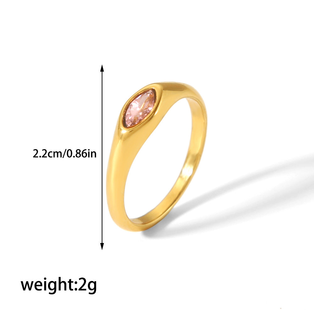 Retro 18K Gold Edelstahlring mit Zirkon-Einlagen
