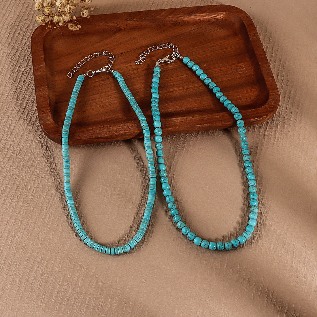 Simple Retro Turquoise Round Bead Necklace