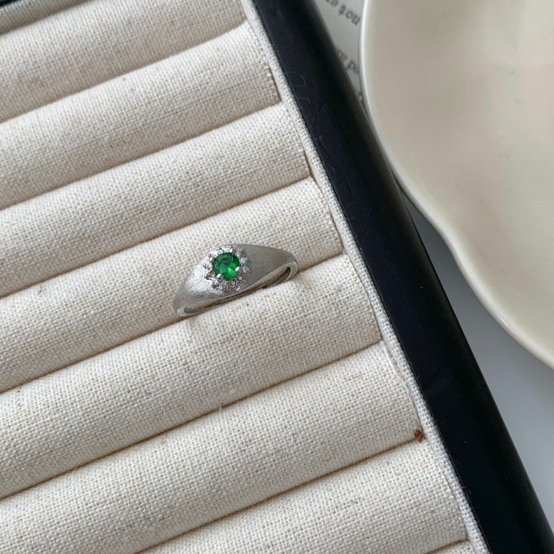 Gebürsteter runder Stein-Farb-Edelstein-offener Ring für Frauen, Luxus-Ins-Style-Nischen-Design, High-End verstellbarer Zeigefingerring, Mehrfarbige Optionen