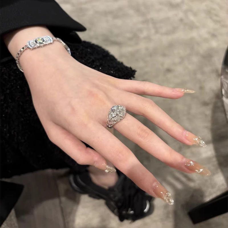 Vintage Starburst Ring For Women, Luxury Unique High-End Elegant Index Finger Band