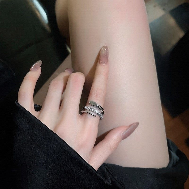 Hochwertiger offener Ring für Damen, minimalistisches Design, trendiger Internet-Promi-Stil Schmuck