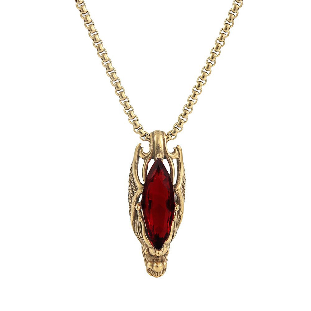 Retro Fashionable Men's Gemstone Dragon Stainless Steel Pendant