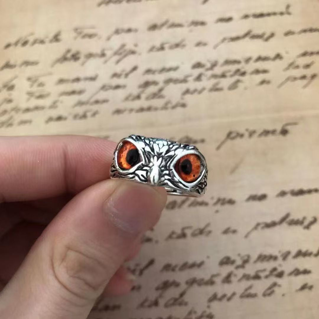 Vintage Eulenring für Damen und Herren, kreative Persönlichkeit, verstellbarer offener Ring