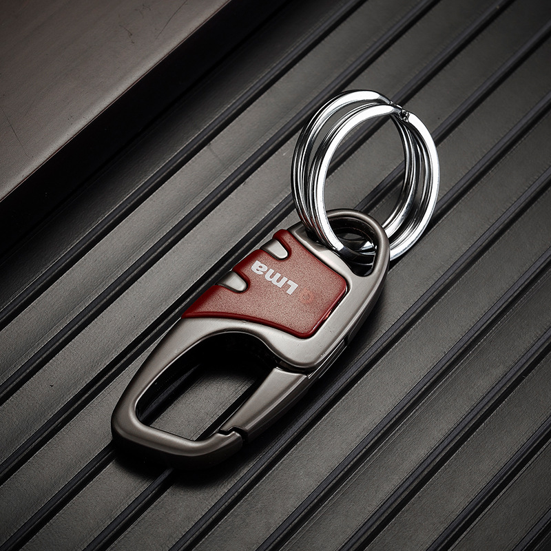 Doppelring-Schlüsselanhänger-schwarz-Karbonstahl-9 * 3cm-1 Stück